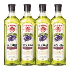 해표 포도씨유 (식용유/기름) 900ml x4병, 4개