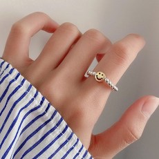 스마일 실버 구슬반지 여성 오픈 주얼리 커플링