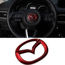 臺灣出貨 馬自達3/323/626/CX3/CX5/昂克賽拉/阿特茲 汽車方向盤標貼紙 方向盤中心裝飾貼, 紅色, 1個