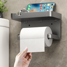 오어브랜드 무타공 접착식 선반 화장실 욕실 휴지 화장지 걸이, 1개, 그레이