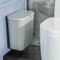 화장실 벽걸이 휴지통 틈새 인테리어 쓰레기통 미니 무타공, D. 그레이(뚜껑 있음) 9L