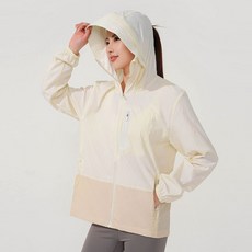 潮流購防曬外套女輕薄夏日外套抗uv防紫外線運動外套夏季超薄防曬服連帽防曬衣涼感薄男生夏季新款戶外運動休閑釣魚衣時尚百搭登山服WF3007防曬衣時尚防曬服, 女/米白+燕麥色