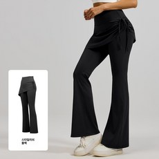 주름진 하운드투스 마이크로라 필라테스 요가 바지, 스타 블랙, XL