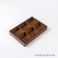 일본식 구절판 원목 트레이 우드 찬합 도시락 플레이트, 1개, 월넛컬러 6구