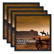 A PLUS MAX Square 12x12 Frame Set of 4 Black Engineered Wood Picture Frame for 12 x 12 Picture Po