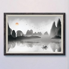 중국 고전 역사 잉크 풍경 그림 벽 실크 포스터 아트 장식 선물, 11. 1