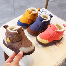 冬季加絨寶寶學步鞋1-2一3嵗4軟底防滑男女嬰兒棉鞋小童雪地靴子5