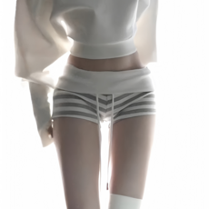灰白色條紋短褲 女 低腰寬鬆外穿運動休閒