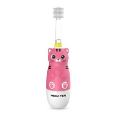 日本 VIVATEC Mega Ten 幼童電動牙刷 360度 纖柔刷毛 頂級款 6008, 貓咪, 1個, N/A