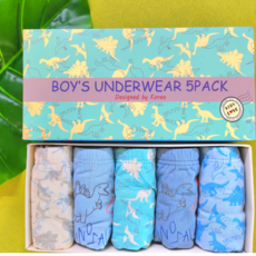 온웨어 남아용 무형광 순면 다이노 삼각팬티 5종 세트