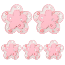 벚꽃 받침 실속 5종세트 실리콘 냄비받침 + 실리콘 티코스터, 인디핑크 대형 2p + 소형 3p, 1개