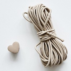 DIY 옷 소품 만들기 부자재 - 하트 스토퍼 + 스트링 5m 세트, 베이지, 10개