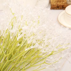 嘉義出貨 仿真彩色滿天星 仿真花 塑膠花 永生花婚慶道具 新娘手捧花 裝飾花 彩色滿天星 桌花, 單支滿天星-純白