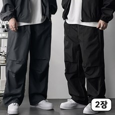 오프앤 1+1 남자 파라슈트 나일론 스트링 밴딩 와이드 팬츠 바지 2장세트