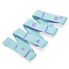 필라테스 댄스 피트니스 운동을 위한 9 루프 탄성 요가 스트랩이 있는 스트레치 스트랩, 파란색 보라색, 1개