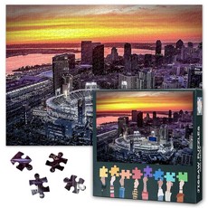 해외 TUMOVO 성인용 1000피스 퍼즐 - 시애틀의 멋진 야구 경기장 생생한 예술이 있는 직소 애호가 가족 유대감 및 스트레스 해소 27.5인치 x 19.6인치70 50cm, 아트워크-11.