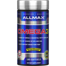 ALLMAX Omega-3軟膠囊 無麩質, 180顆, 1罐