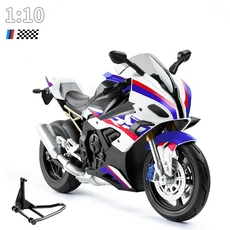 1:10 BMW S1000RR 시뮬레이션 합금 오토바이 모델 충격 흡수 장치 사운드 및 라이트 컬렉션 장난감 자동차, 03 White With box, 1개