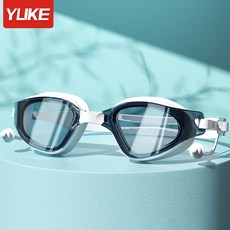 YLIKE 高畫質防霧防水大框游泳眼鏡, 湖藍白 大視野 不壓眼, 1個