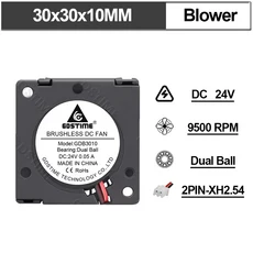 Gdstime 브러시리스 터보 팬 24V 듀얼 볼 30mm 3D 프린터 DC 블로워 쿨링 3010 5015 쿨러