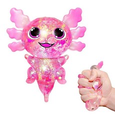 Axolotl 스퀴시 슈가 볼 슬로우 라이즈 Axolotl 스퀴시 감각 피젯 장난감 아동용 부활절 바구니 스터퍼 파티 선물 자폐증 ADHD용 글리터 스트레스 해소 설탕, 핑크 악솔로틀