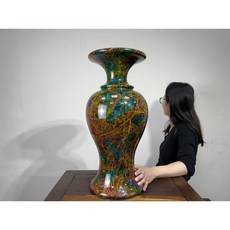 大型陶瓷落地花瓶，多色漸層圖騰，居家裝飾擺件, 七彩