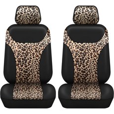 유니버설 핏 프론트 카시트 커버2팩 - 레오파드 프린트 디자인의 프리미엄 PU 가죽 에어백 호환 간편한 설치 자동차 및 SUV를 위한 스타일리시한 인테리어 업그레이드, animal zebra
