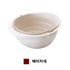 직판 이중 레이어 단색 회전식 배수 바구니 다기능 과일 야채 세척통 주방용품, 01 아이보리