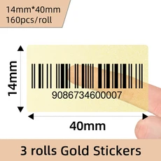 D30 열전사 프린터 라벨 자체 접착 BPA 무료 방수 내유성 홈 오피스 롤/박스, 03 3rolls 14x40 gold