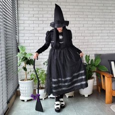 블랙 땡땡이 마녀 의상 성인용 코스튬