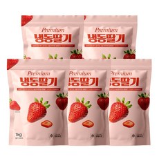 [지퍼백] 당도 높은 무첨가 100% 냉동딸기 1kg, 5개