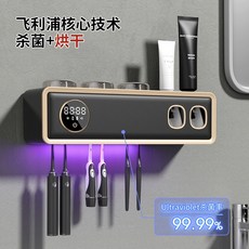 牙刷消毒架 紫外線殺菌 消毒風乾 烘乾殺菌 牙刷置物架, 1個, 飛利浦殺菌黑色