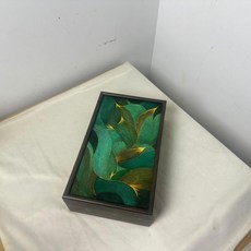 復古木質首飾盒, 1個, 金葉收納盒 + 蓋子1個,25*15*7.5cm