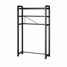 洗衣機置物架 伸縮置物架 浴室收納架, 1個, C1B 上掀蓋洗衣機用 - 黑 - 1層