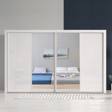 대도갤러리 키높이 클래시 3240mm 슬라이딩옷장 이불장 양복장, 은경+화이트(유광)
