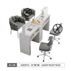 네일샵 테이블 세트 원목 인테리어 네일아트 가구 의자 2인용, N_1m² 대리석+빵의자+조절의자