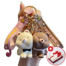 깨르르마켓 귀여운 커플 자동차 키링, 곰돌이 커플 세트, 1세트