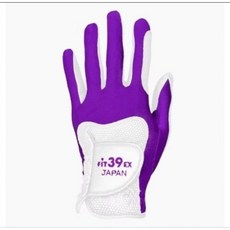 Fit39 彈性高爾夫手套 舒適透氣 提升握桿穩定性, 白紫,整双／左右手, 1個