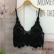 레이스 조끼 그물 손뜨개 레이어드 L 사계절 탑 크롭 화이트 키작녀