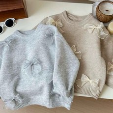 女童蝴蝶結造型針織毛衣
