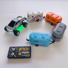 원격 제어 멀티 트레일러 RV 다중 섹션 열차 가능 3단 변속 충전 장난감 자동차, 배터리 25분, 1개, 흰색(혼합 4개)+액세서리