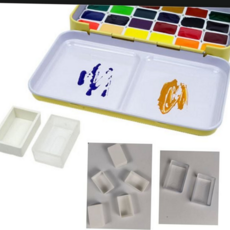 미니 팔레트 휴대용 여행용 수채화 미니 물감 팔레트 미술 소형 물감풀 아크릴 보관함 케이스 학용품, 화이트 풀팬 (25개입)