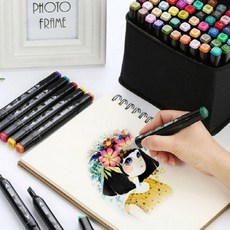 60색 80 마카펜 디자인 마카세트 미술 드로잉펜 마커펜 그림 그리기 애니메이션용 도구, 1-마카펜세트-60색, 1개