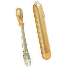 雙頭刮泥勺 嬰兒輔食神器 寶寶蘋果泥刮勺 刮水果泥挖器 矽膠軟湯匙 刮勺 雙頭刮勺湯匙 寶寶湯匙 寶寶餐具, 透明, 1個