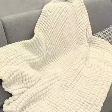 大球球毛綫手工DIY織坐墊 蓋毯 圍巾 汽車凳子蓋毯 全套材料包, 1個, 奶白色材料包,8個綫團+工具 編織50*50汽車坐墊
