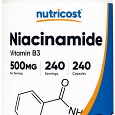 뉴트리코스트 나이아신아미드 비타민B3 500mg 240캡슐, 240정, 1개