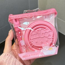 산리오 헬로키티 칫솔 접이식 컵 세트 휴대용 여행용 외출 세면도구, 1. 헬로키티, 1개