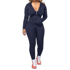 BNGPIKLY 여성용 투피스 의상 운동 세트 바디콘 레깅스 재킷 트랙수트 집업 후디 조거 매칭 스웨트 팬츠 세트 초록색. 라지