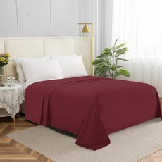 Elegant Comfort 프리미엄 호텔 품질 플랫 시트 1장 고급스럽고 부드러운 1500수 이집트 침구 시트 주름 얼룩 및 변색 방지 풀 세이지 169551, 버건디