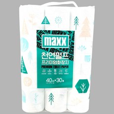 MAXX 맥스 천연펄프 프리미엄 3겹 화장지 40m 30롤 무형광 3겹 엠보싱, 1개, 30개입